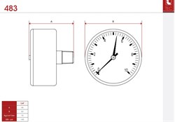 483 1/4" Манометр, осевое подключение, 0-10bar, 63мм 483B014 - фото 6864