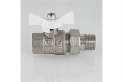 Кран шар. BASE с полусгоном 1/2" вн.-нар. белая рукоятка AAV227004W - фото 7406